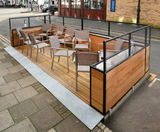 Parklet - modular FSC wood outdoor seating and planter system - on this page