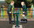Children's Double Slalom Skier – outdoor fitness station 0