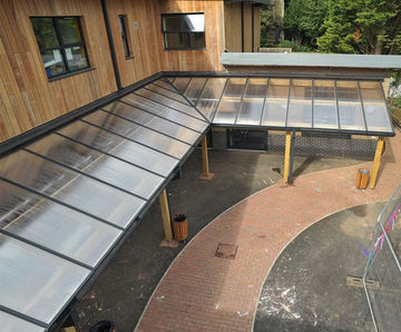 Delamere Monopitch – timber polycarbonate walkway canopy
