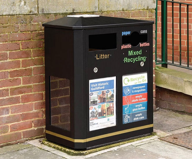 Derby Double 2 bay outdoor recycling bin Broxap