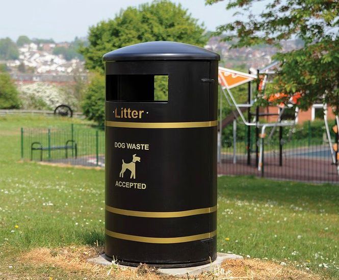 Derby Round galvanised steel litter bin Broxap