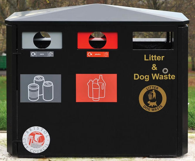 Derby Triple 3 bay outdoor recycling bin Broxap