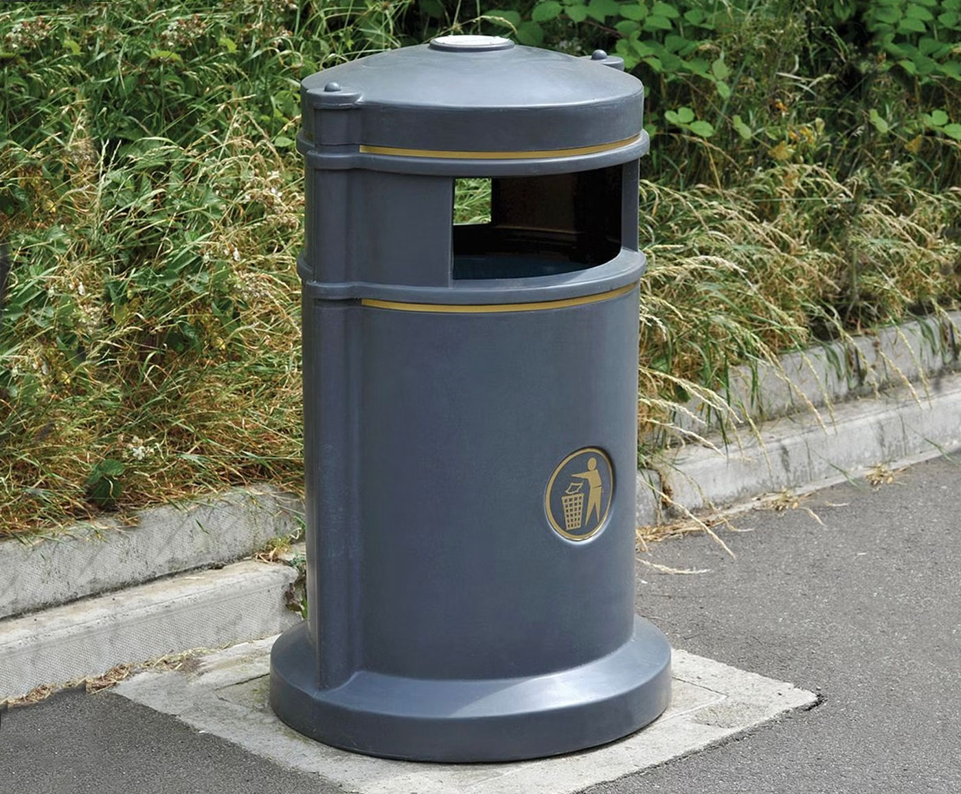 Maelor Trafflex Round plasic litter bin, 90180 litres Broxap ESI