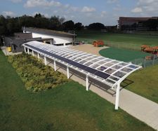 Cantilever walkway and street furniture for new college campus