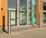 Sheffield stainless steel bollards with semi–domed top