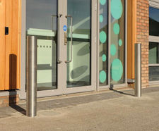 Sheffield stainless steel bollards with semi–domed top