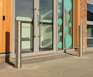 Sheffield stainless steel bollards with semi–domed top