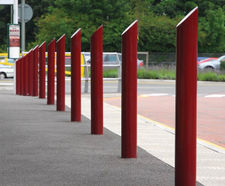 Swansea –  galvanised steel bollard with slanted top