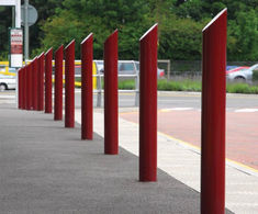 Swansea –  galvanised steel bollard with slanted top
