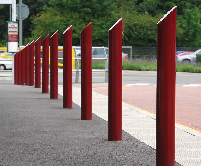 Swansea –  galvanised steel bollard with slanted top