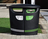Synergy Recycling Bin - black steel dual waste bin - on this page