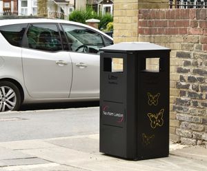 Bespoke laser-cut external litter bins for Newham London