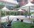 Cantilever-style canopies and benches for hospital courtyards 0