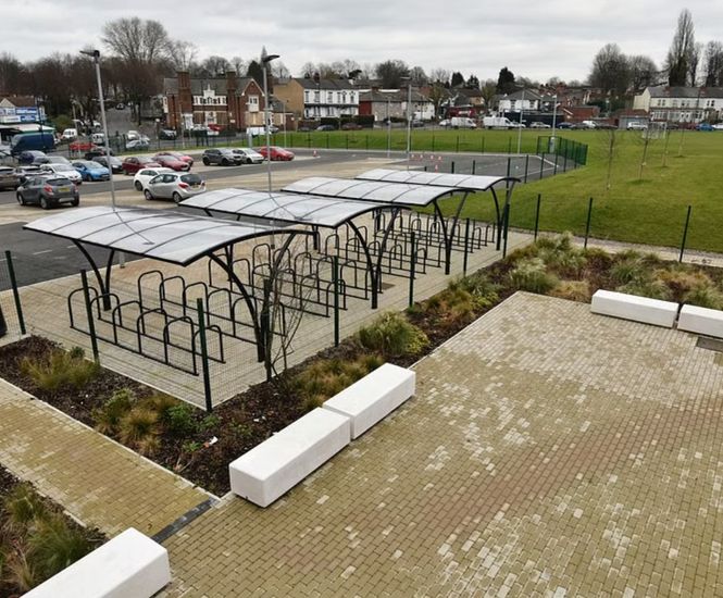 Cycle parking, bins, seating and door barriers for new academy