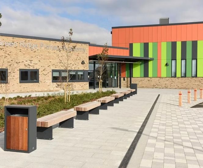 Entrance canopies and external street furniture for school