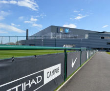 Sports Rail spectator fence with banner messaging