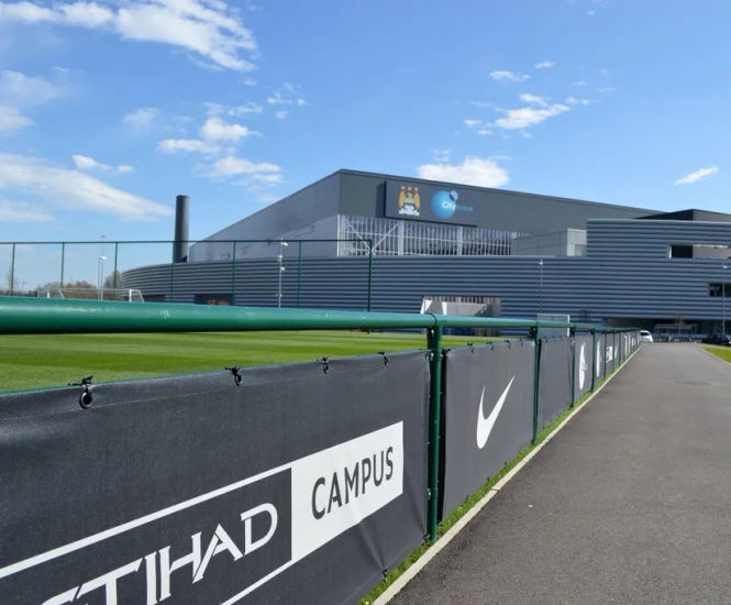 Sports Rail spectator fence with banner messaging