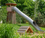 Play tower with slide and concrete rope course for Hornsey Park - on this page