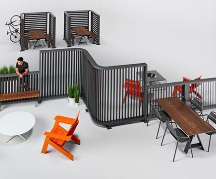 Backdrop - modular steel and glass divider system for outdoor areas