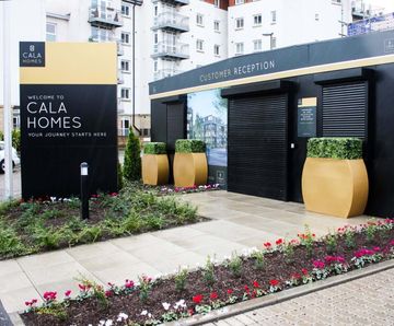 Bespoke planters with buxus hedging for Cala Homes