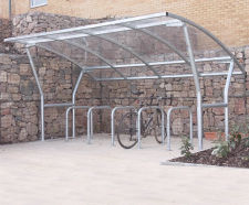 Cambourne - contemporary single-sided cycle shelter for 6 bikes