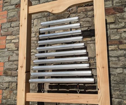 Large outdoor Vertical Metallophone with Timber Frame