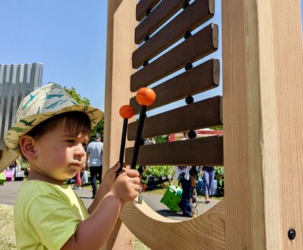 Vertical Xylophone with arched timber frame