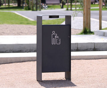 Radium Litter Bin - steel outdoor bin with ashtray for public spaces
