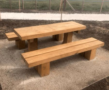 Milton Picnic Set - timber outdoor public bench and table