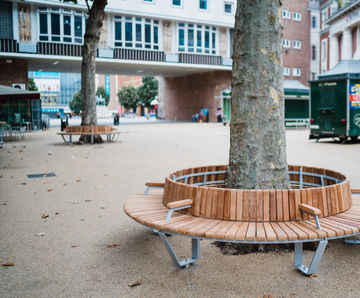 Bespoke circular seat and table - Coventry city centre