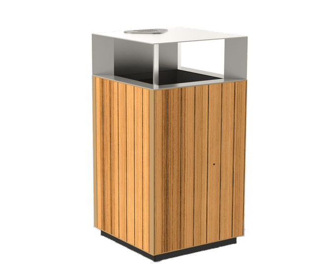 Bespoke timber litter bin covered Urban Street Furniture