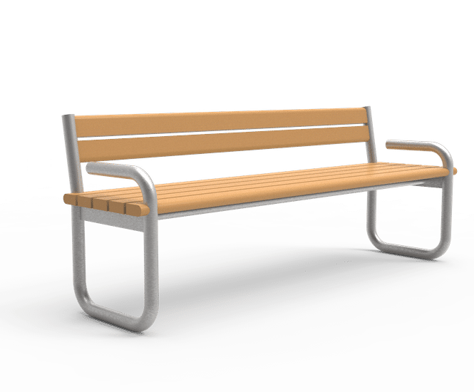 Tubular seat – 2 arm rests | Urban Street Furniture
