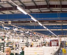 Branded recycled fabric ducting for Mulberry leather factory