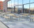 Parallel steel and iroko hardwood bench 2
