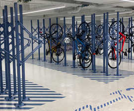Premium indoor vertical bike storage for commercial building