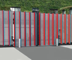 Hinged swing gates with special infill for MTV Studios
