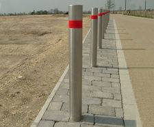 Large recess 304 or 316 stainless steel bollard with semi-dome top