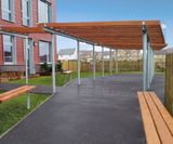 Aspen - steel and timber freestanding monopitch canopy shelter - on this page