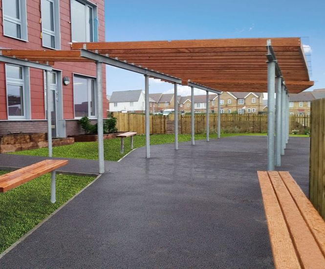Aspen - steel and timber freestanding monopitch canopy shelter