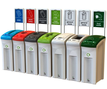 Why is signage on interior recycling bins important? 