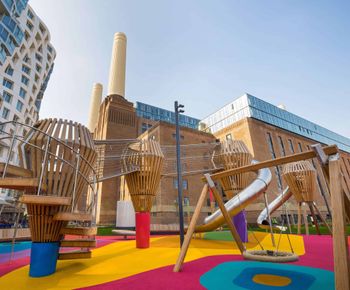 Colourful surfacing for playground - Battersea Power Station