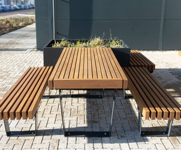 RailRoad - recycled steel and timber outdoor picnic bench & table