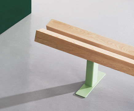 Ypsilon contemporary steel and glulam bench