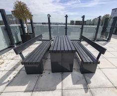 External seating and picnic tables for student accommodation