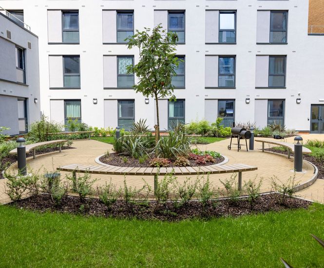 Outdoor seating for student accommodation in Birmingham