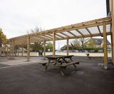 Canopy shelters and covered walkway for primary school extension - on this page