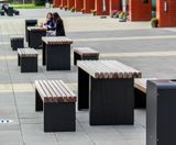 Seating and waste collection units for state-of-the-art building  - on this page