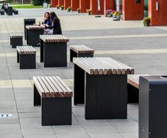 Seating and waste collection units for state-of-the-art building 