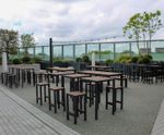 Deansgate - outdoor aluminium and wood high table and stool set