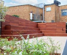 Podium contemporary steel and timber bench